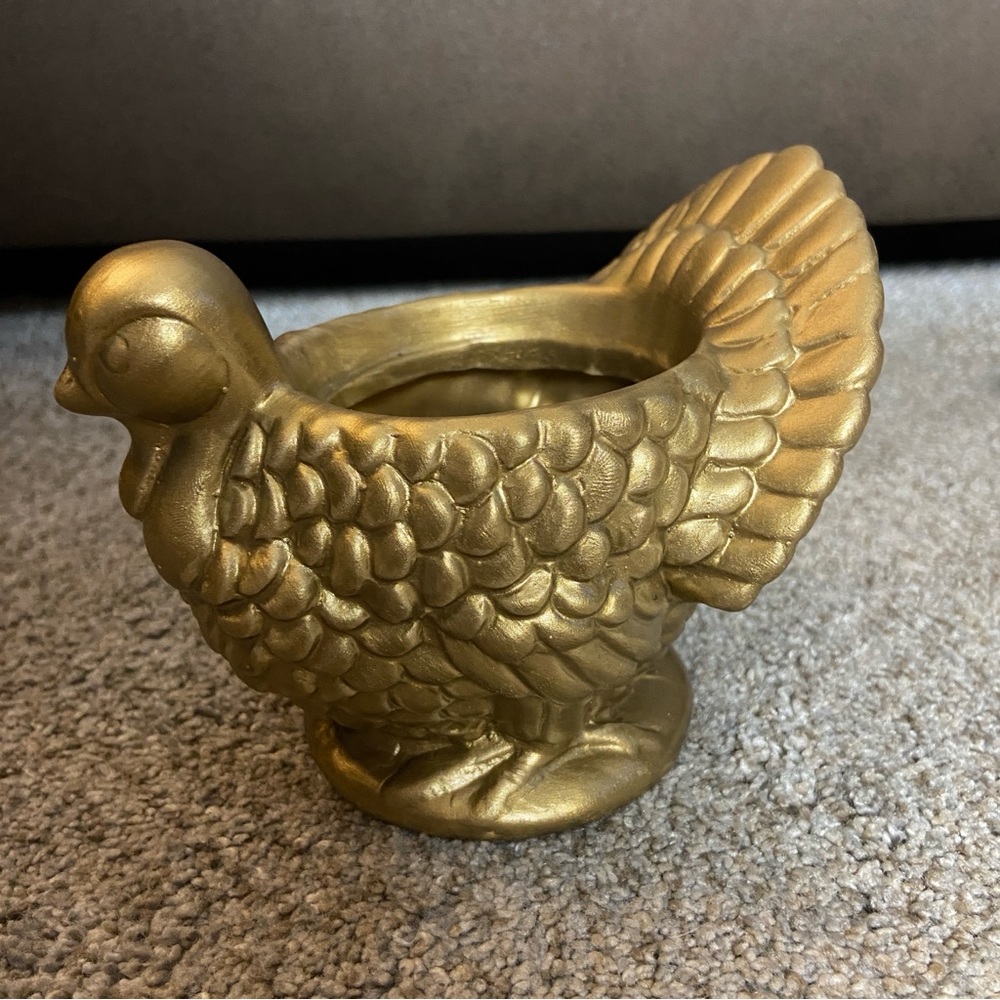 Gold Turkey Shaped‎ Planter/candle holder